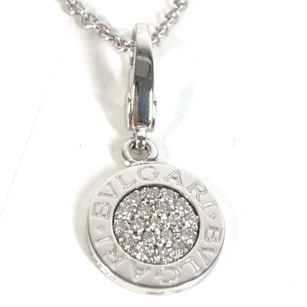 BVLGARI Bulgari 18K Gold WG Logo Diamond Necklace WG750 Silver Jewelry for Me...